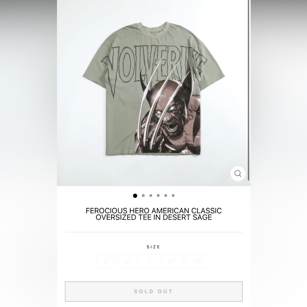 ❗️SOLD ❗️Civil Regime “Ferocious Hero” Wolverine Oversized Tee in  Desert Sage